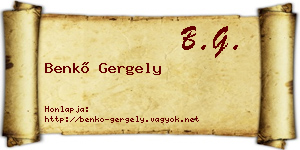 Benkő Gergely névjegykártya