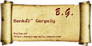 Benkő Gergely névjegykártya